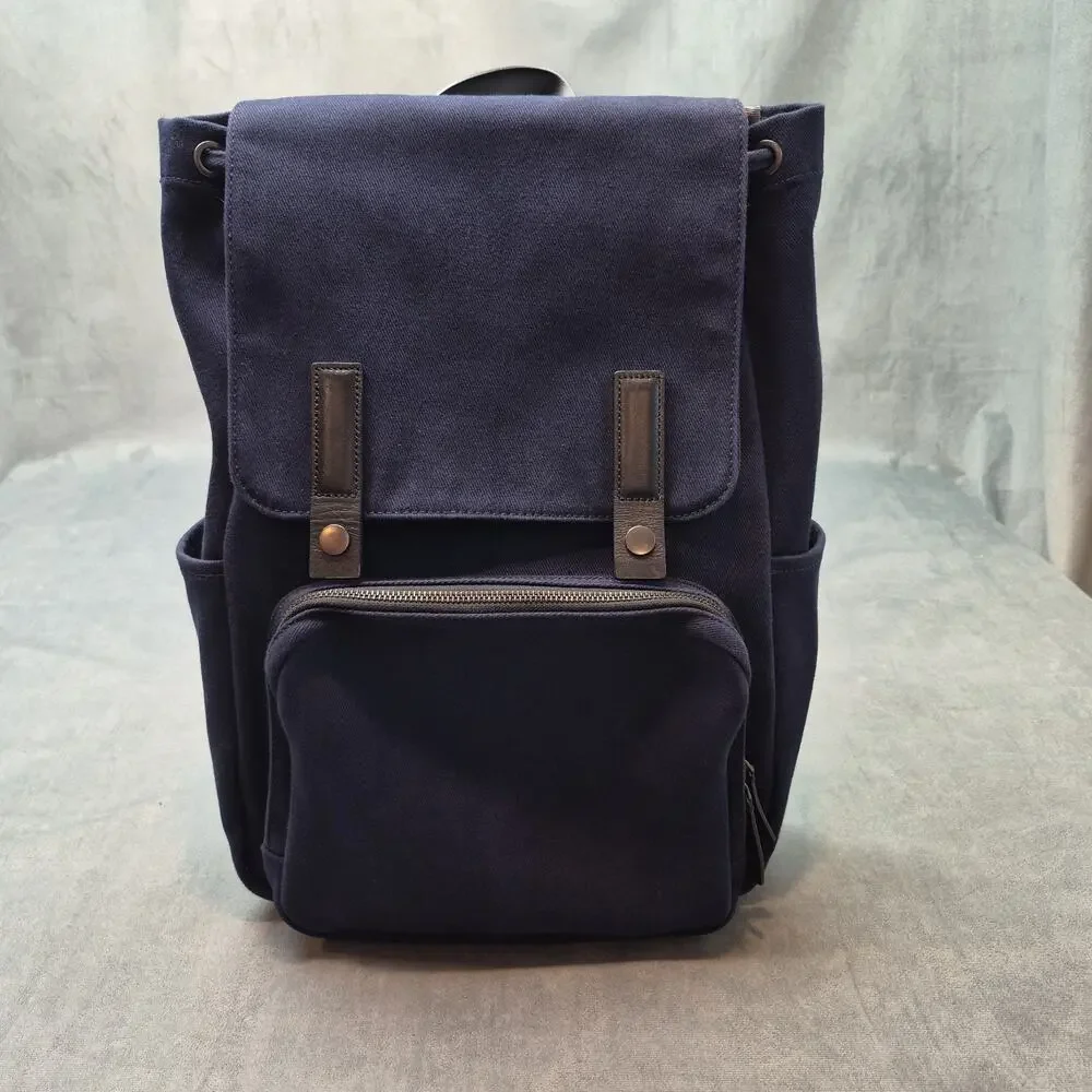 Everlane Modern Snap Backpack Women Medium Navy Canvas Laptop Sleeve Minimalist